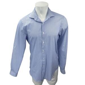 Van Hausen Flex Men's Blue Plaid Slim Stretch Long Sleeve Button Up Shirt Top L